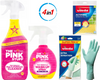PINK STUFF UNIWERSALNY SPRAY CZYSZCZĄCY 850 ML +Spray o mycia naczyń+VILEDA ŚCIERKA ACTIF ŻÓŁTA+VILEDA RĘKAWICE