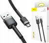 Baseus Cafule Cable wytrzymały nylonowy kabel przewód USB / micro USB QC3.0 2.4A 1M czarno-szary CAMKLF-BG1 