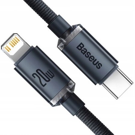 Baseus Crystal Shine Series kabel przewód USB do szybkiego ładowania i transferu danych USB Typ C - Lightning 20W 2m czarny CAJY000301