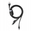 Baseus kabel przewód USB 4w1 Lightning / 2x USB Typ C / micro USB w nylonowym oplocie 3.5A 1.2m czarny CA1T4-B01