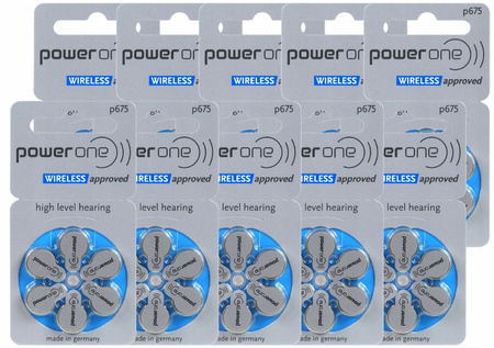 POWER ONE WIRELESS Baterie słuchowe V675 60 szt.