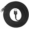 Baseus Cafule Cable wytrzymały nylonowy kabel przewód USB / micro USB 2A 3M czarno-szary CAMKLF-HG1