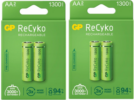 GP akumulatorki ReCyko+ AA 1300mAh NiMH 1.2V 2 szt.x2 /zestaw