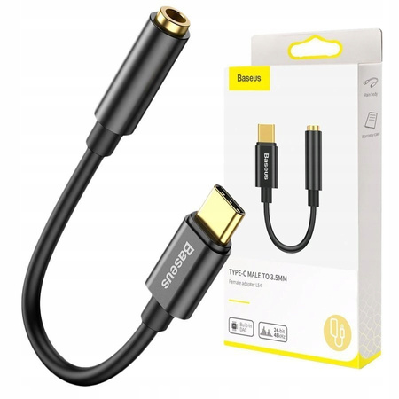 Baseus L54 adapter do słuchawek przejściówka z USB-C na gniazdo audio jack 3.5mm DAC 24 bit 48 KHz czarny CATL54-01 