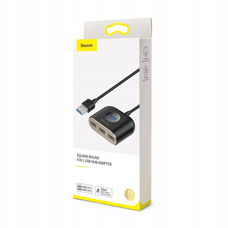 Baseus Square round 4 in 1 USB HUB AdapterUSB3.0 TO USB3.0*1+USB2.0*3 1m Black CAHUB-AY01