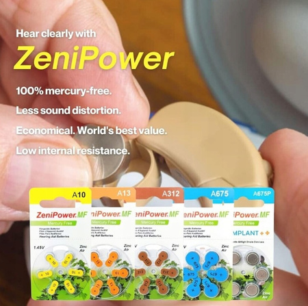 ZeniPower Baterie Słuchowe 675 A675 PR44 60 szt.