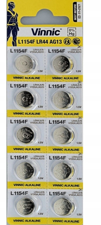 VINNIC bateria alkaliczna LR44 / L1154F / AG13 BL10 zestaw