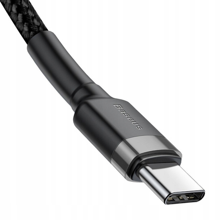 Baseus Cafule Cable wytrzymały nylonowy kabel przewód USB-C PD / USB-C PD PD2.0 60W 20V 3A QC3.0 2M czarno-szary CATKLF-HG1