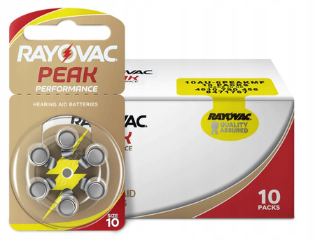 RAYOVAC Baterie słuchowe 10 PEAK PERFORMANCE 60 szt.