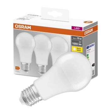 OSRAM 3X Żarówka LED E27 A60 10W = 75W 2700K 3PAK