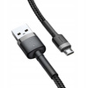 Baseus Cafule Cable wytrzymały nylonowy kabel przewód USB / micro USB 2A 3M czarno-szary CAMKLF-HG1