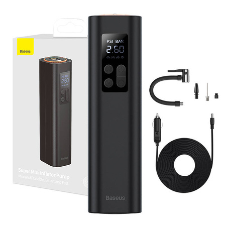 Baseus mini kompresor samochodowy pompka do kół na gniazdo zapalniczki czarny CRCQ000001