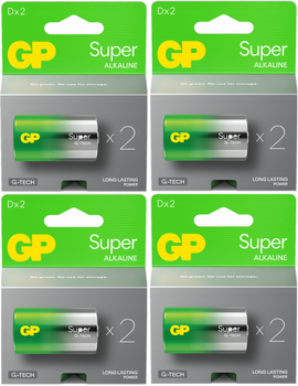 GP bateria alkaliczna SUPER G-TECH LR20 D BL2x4 /zestaw
