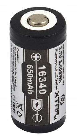 XTAR 16340 / R-CR123 3,7V Li-ION 650mAh z zabezpieczeniem