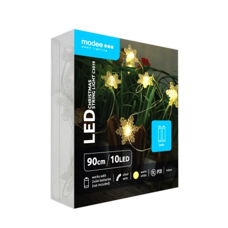 Lampki śnieżyn. BAT modee 0,9m WARM 10LED ML-C3019