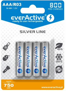everActive akumulatorki Ni-MH AAA 800 mAh bl.4