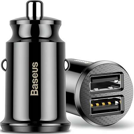 Baseus Grain Car Charger mini ładowarka samochodowa 2x USB 3.1A czarny CCALL-ML01 