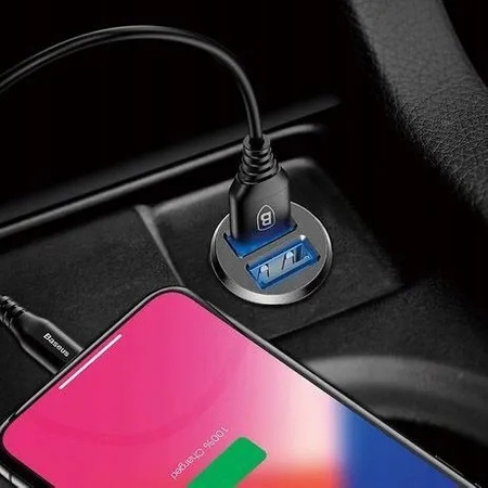 Baseus Grain Car Charger mini ładowarka samochodowa 2x USB 3.1A czarny CCALL-ML01 