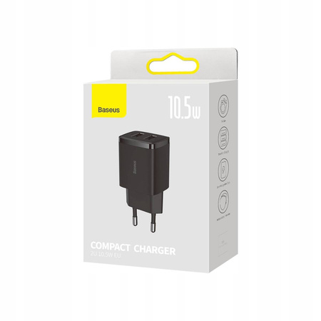 Baseus Compact ładowarka sieciowa 2x USB 10.5W czarny CCXJ010201