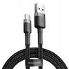 Baseus Cafule Cable wytrzymały nylonowy kabel przewód USB / USB-C QC3.0 2A 2M czarno-szary CATKLF-CG1