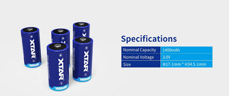 XTAR Bateria litowa CR123A 3,0V LiMnO2 1 szt.
