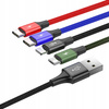 Baseus kabel przewód USB 4w1 Lightning / 2x USB Typ C / micro USB w nylonowym oplocie 3.5A 1.2m czarny CA1T4-B01