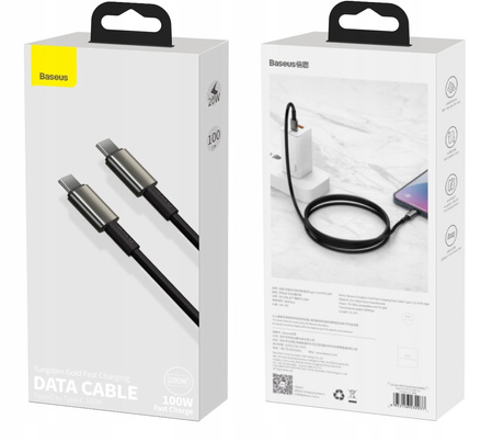 Baseus Kabel CATWJ-01 USB-C - USB-C PD QC 100W 5A 1m - czarny