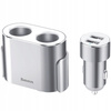 Rozdzielacz Baseus CRDYQ-0S 2x gniazdo zapalniczki 80W 2x USB-A 3.1A - srebrny