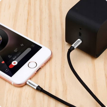 Baseus Yiven M30 kabel audio stereo AUX 3,5 mm męski mini jack 1m srebrno-czarny CAM30-BS1