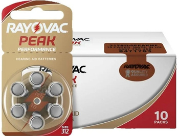 RAYOVAC Baterie słuchowe 312 PEAK PERFORMANCE 60 szt.