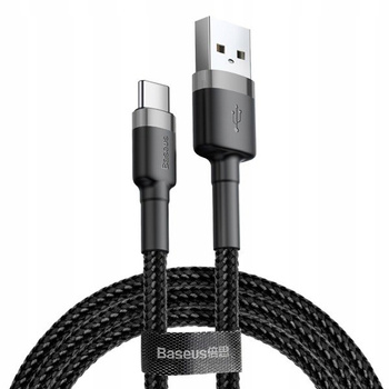 Baseus Cafule Cable wytrzymały nylonowy kabel przewód USB / USB-C QC3.0 2A 2M czarno-szary CATKLF-CG1