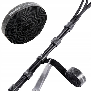 Baseus Rainbow Circle hook and loop Straps - taśma rzepowa rzep organizer kabli 3m czarny ACMGTF01
