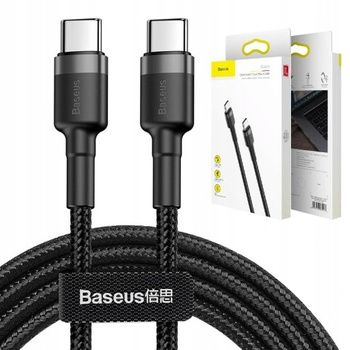 Baseus Cafule Cable wytrzymały nylonowy kabel przewód USB-C PD / USB-C PD PD2.0 60W 20V 3A QC3.0 2M czarno-szary CATKLF-HG1