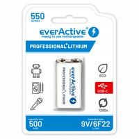 everActive akumulator 6F22 9V Li-ion 550mAh USB-C