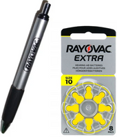 RAYOVAC Chwytak do baterii cynkowo-powietrznych + Baterie słuchowe 10 Extra 8szt. /zestaw