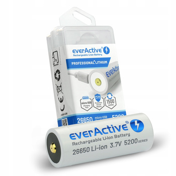 everActive akumulator 26650 3,7V Li-ion 5200mAh micro USB z zabezpieczeniem	