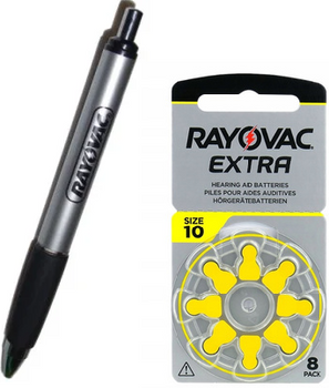 RAYOVAC Chwytak do baterii cynkowo-powietrznych + Baterie słuchowe 10 Extra 8szt. /zestaw