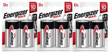 ENERGIZER Bateria alkaliczna MAX LR20 D bl.2 / zestaw 6 szt.