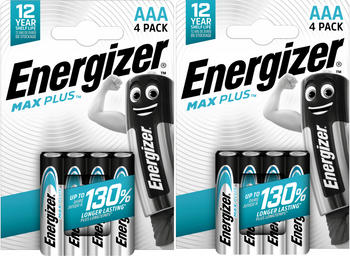 ENERGIZER Bateria alkaliczna MAX PLUS AAA bl.4 / zestaw 8 szt.