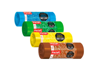 Worki do segregacji 20 szt. plastik 60l (żółty) + 20 szt. papier 60l (niebieski) + 20 szt. bio 35l (brązowy) + 20 szt. szkło 60l (zielony) /zestaw