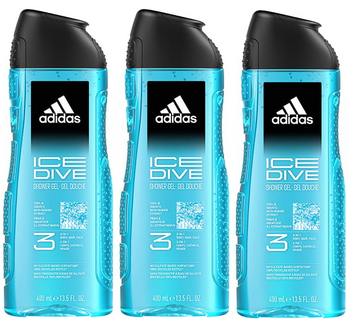 ADIDAS SHOWER GEL 400ML MEN ICE DIVE 3IN1 12/108/1296x3 /zestaw