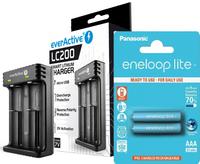 ENELOOP Akumulatorki LITE AAA 550 mAh bl.2+everActive Ładowarka do akumulatorków Li-ion LC-200 /zestaw