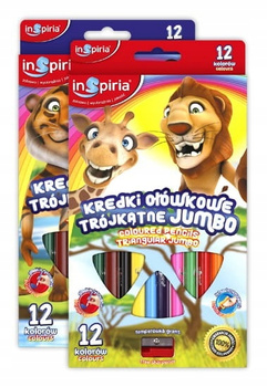 INSPIRA Kredki trójkątne JUMBO ZESTAW 12 Kolorów 12 szt. 