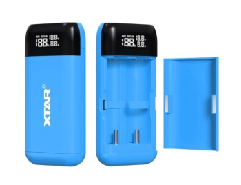 XTAR Ładowarka PB2SL18650/21700 Li-ION z funkcją PowerBank, 2 kanały, USB, QC3.0