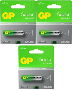 GP bateria alkaliczna SUPER G-TECH AA BL4x3 /zestaw