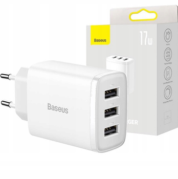 Baseus Compact ładowarka sieciowa 3x USB 17W biały CCXJ020102