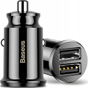 Baseus Grain Car Charger mini ładowarka samochodowa 2x USB 3.1A czarny CCALL-ML01 