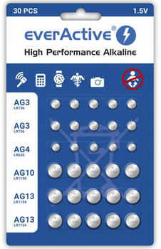 Zestaw bat. alk. G3; G4; G10; G13 everActive 30BL