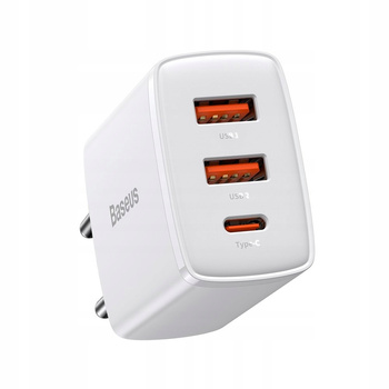 Baseus Compact szybka ładowarka sieciowa 2x USB / USB Typ C 30W 3A Power Delivery Quick Charge biały CCXJ-E02