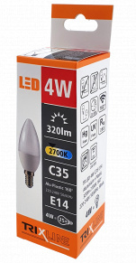 TRIXLINE żarówka LED 2700K C35 E14 4W= 25W 240V 320lm